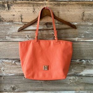 DOONEY&BURKE-Orange Pebbled Leather Tote
